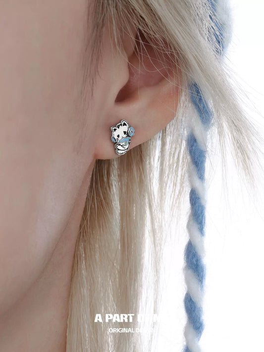 Y2K Soft Cat Stud Earrings