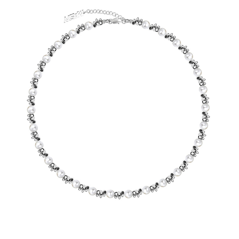 Broken Silver Beaded Collarbone Chain