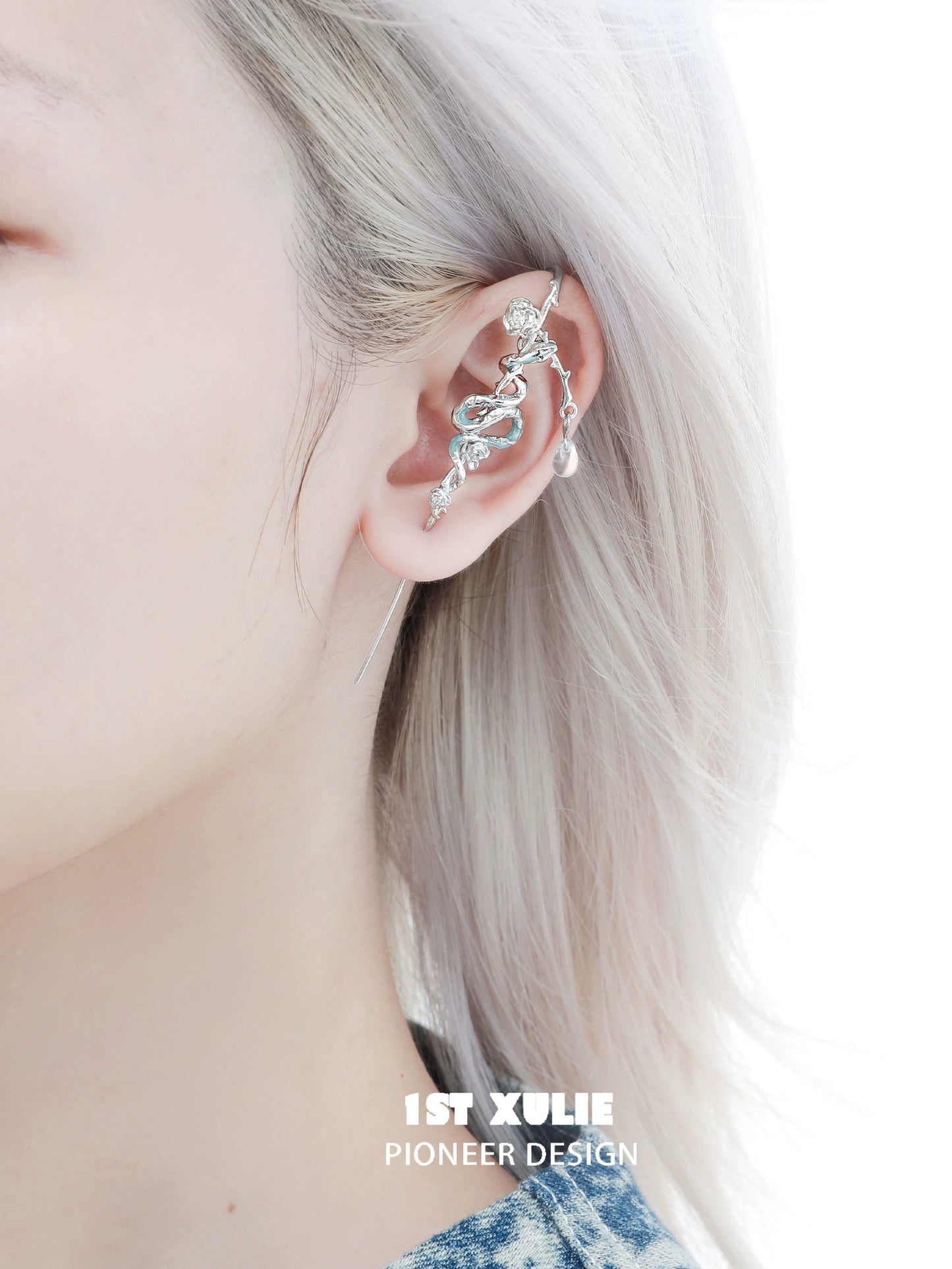 Rose Ice Snake Piercing Ear Needle
