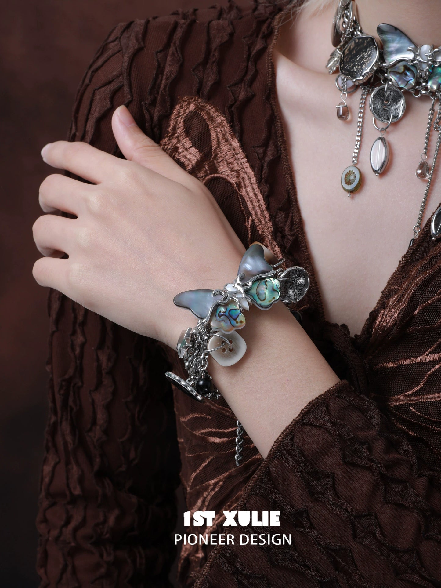 Retro Punk Butterfly Button Bracelet