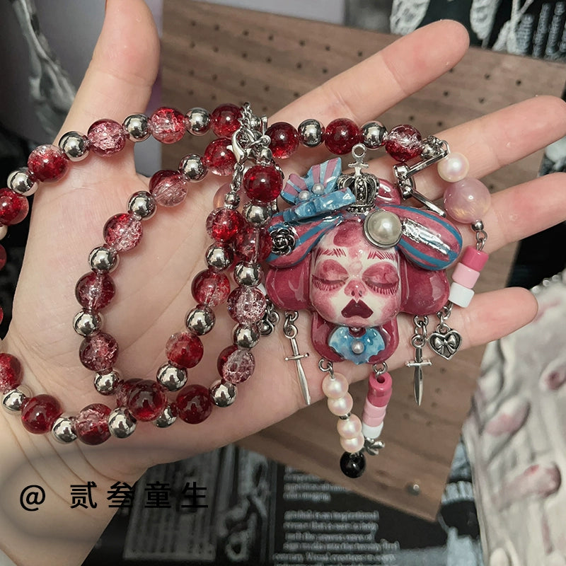 Necklaces-Ersan Tongsheng Original Handmade Cross Necklace Female Niche Gothic Design Sweet Cool Y2K Wind Pendant Cute Spice Girl