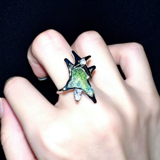 "Green Gemini" Zircon Ring