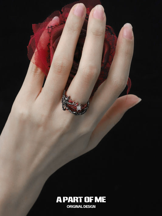 Elegant Feather Agate Ring