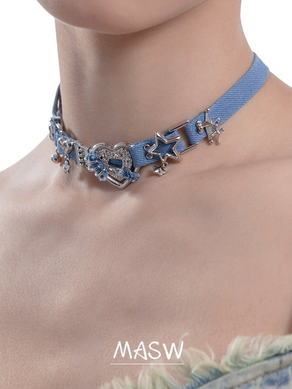 Y2K Cool Denim Choker
