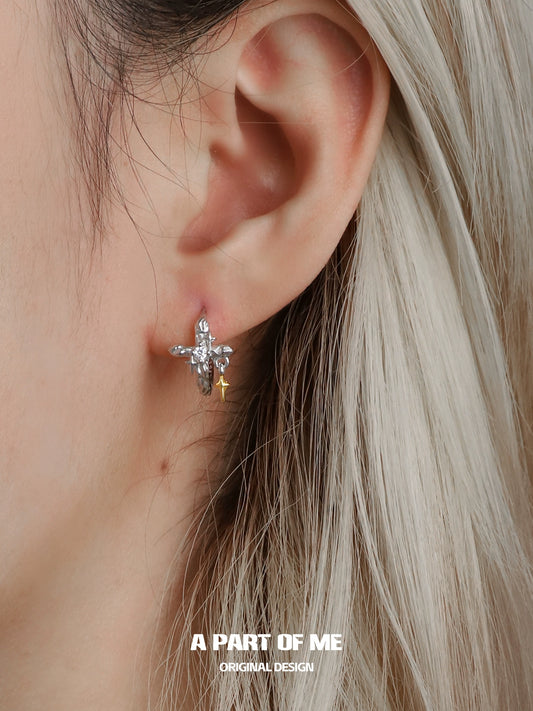 Luminous Cross Silver Earrings