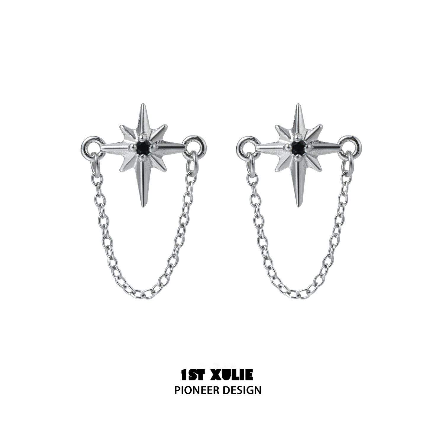 Futuristic Star Chain Earrings