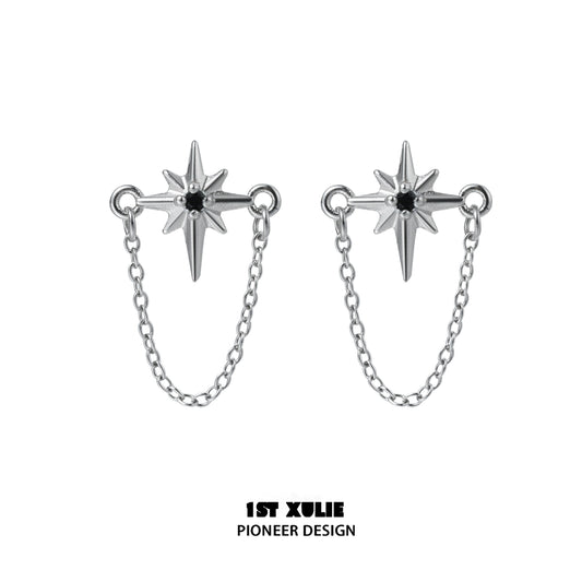 Futuristic Star Chain Earrings