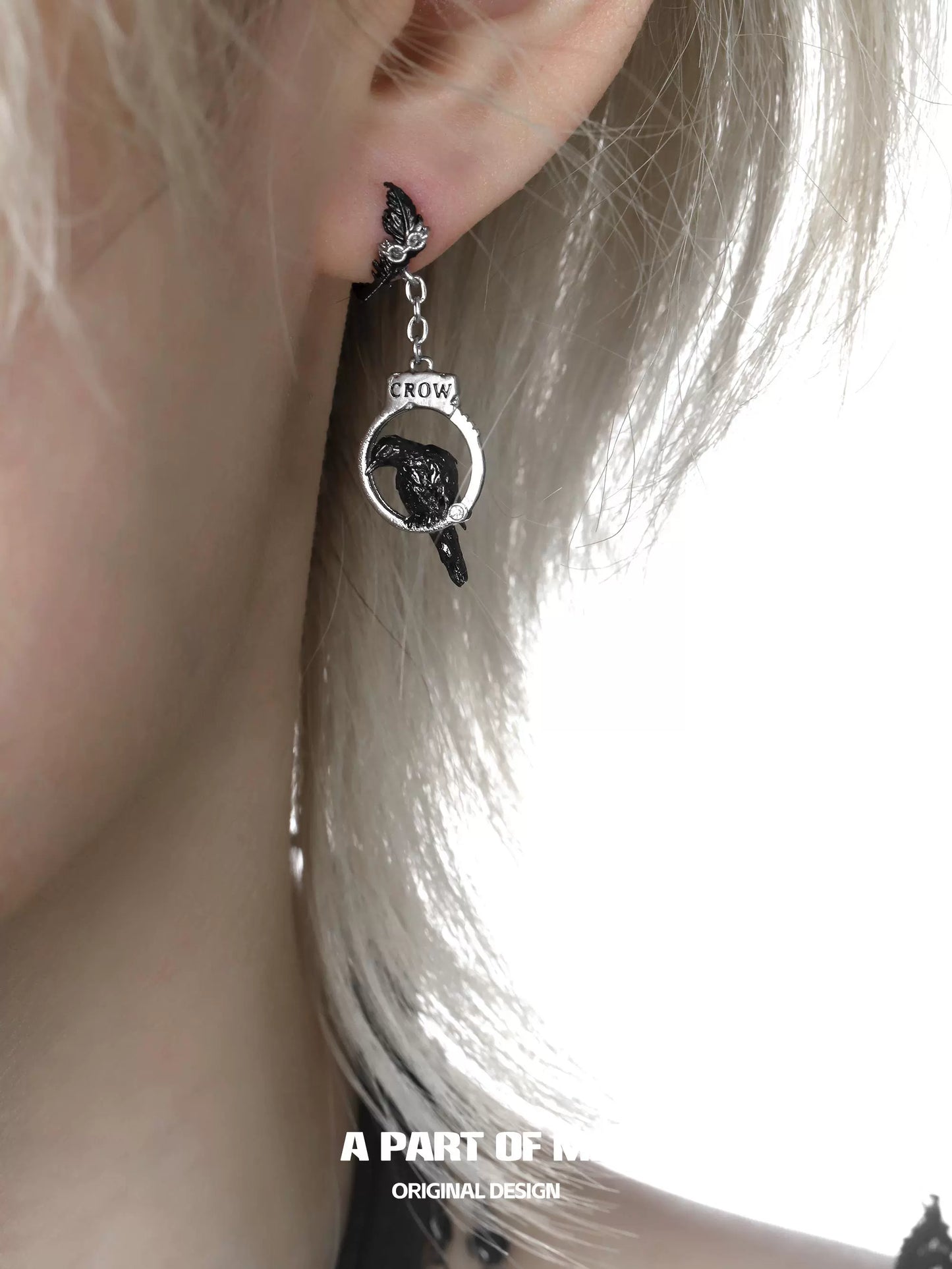 Gothic Crow Handcuff Earrings