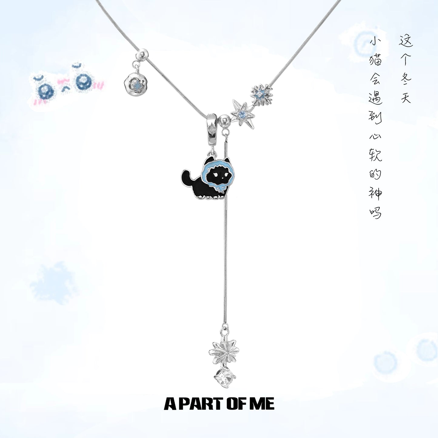 Snowflake Cat Pendant Necklace