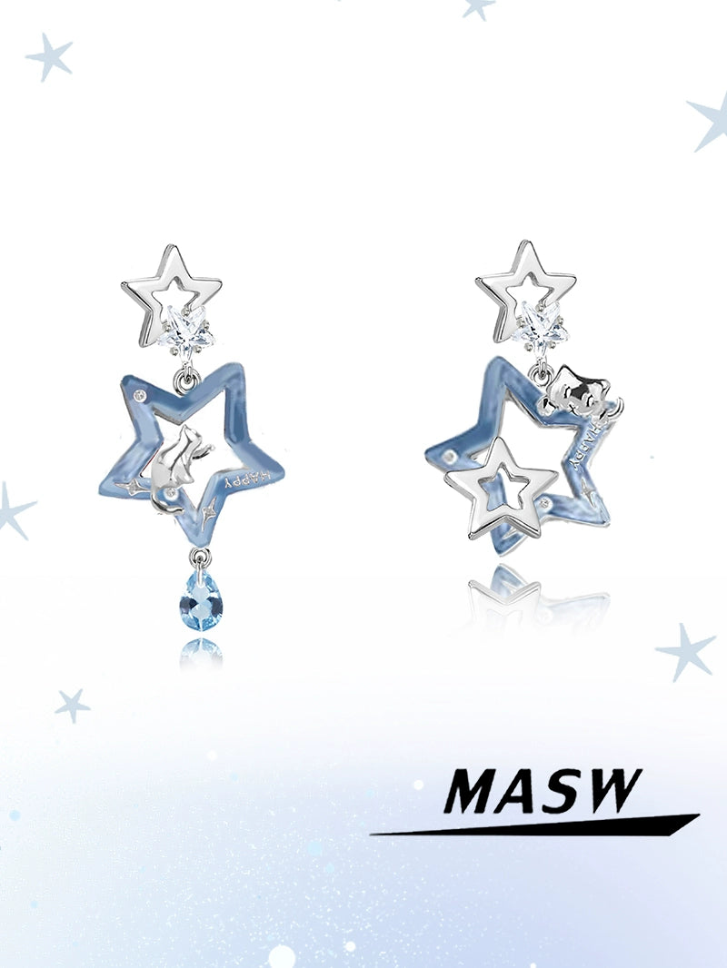 Star Cat Asymmetric Earrings