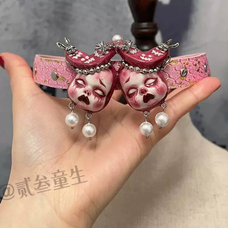 Choker-Two Three Tongsheng Original Doll Necklace Female Dark Niche Hottie Premium Sense Choker Clavicle Chain Sweet Cool Soft Girl