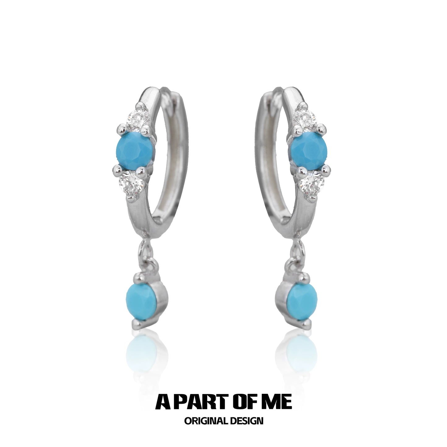 Snow Vein Turquoise Hoops Earrings