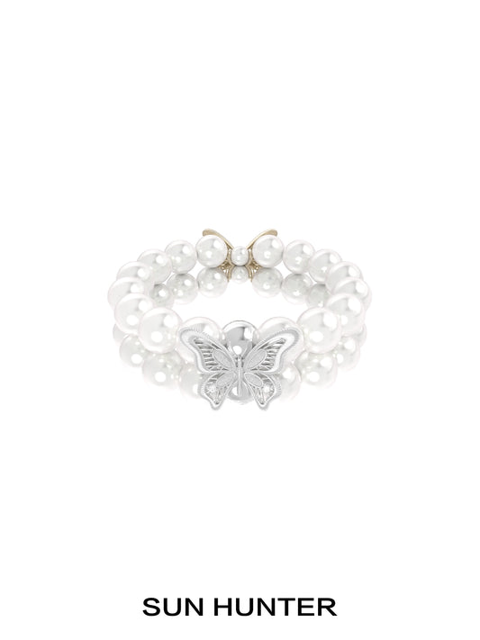 Lace Butterfly Pearl Bracelet
