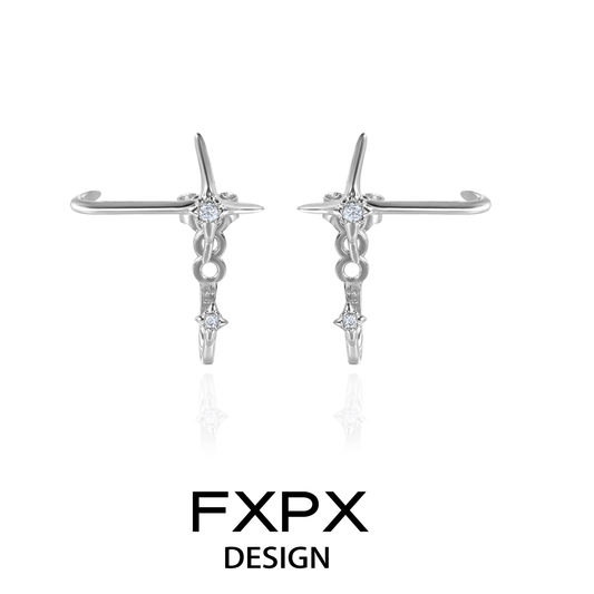 Radiance Star Track Silver Earrings