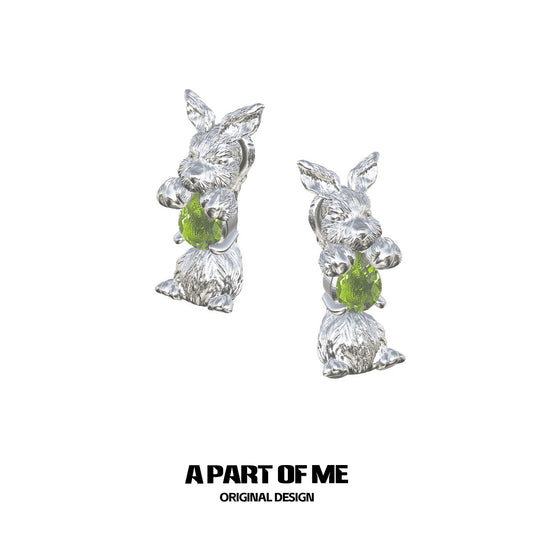 Diamond Rabbit Stud Earrings