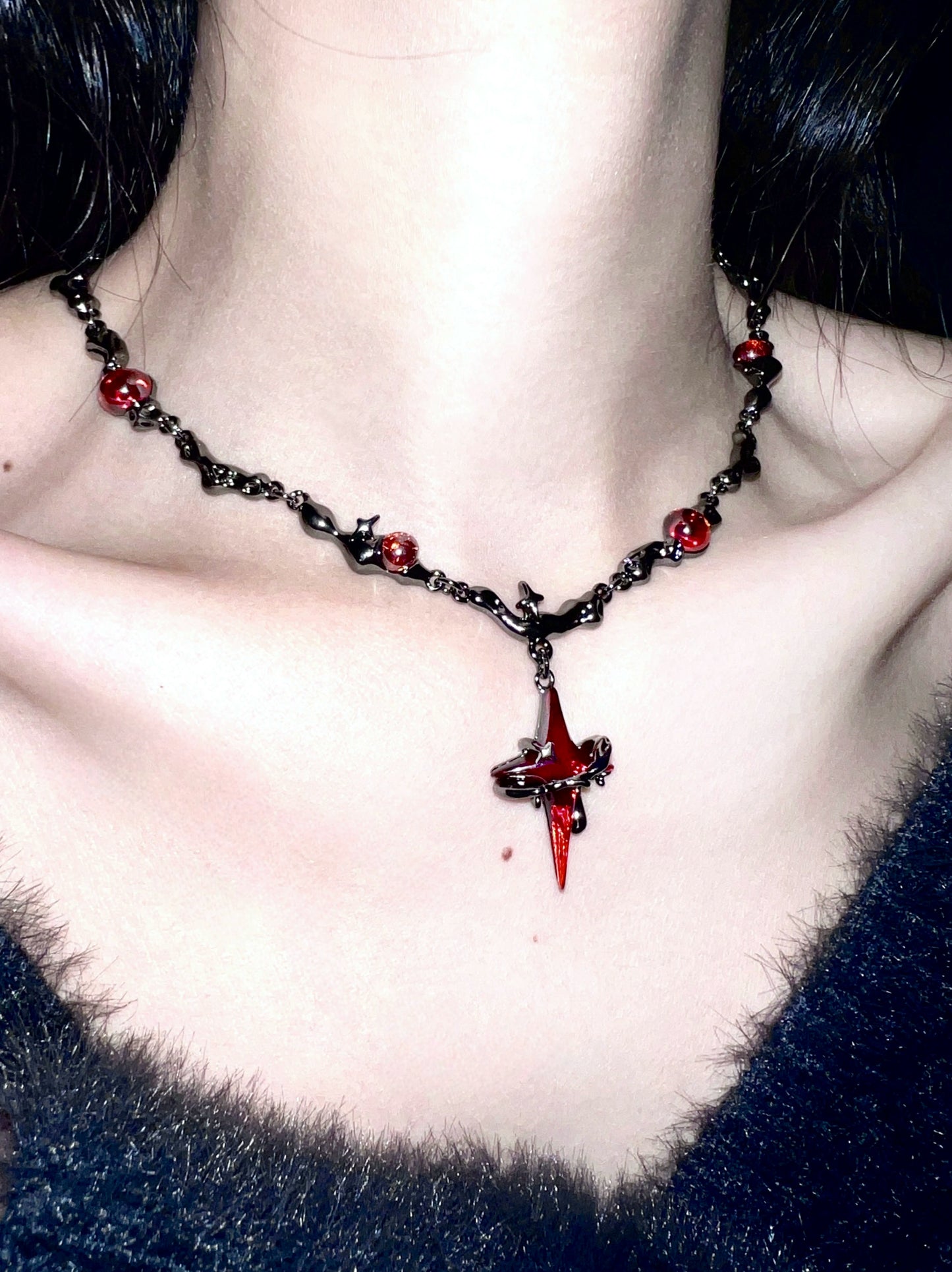 "Sanguine Thorns" Lava Necklace