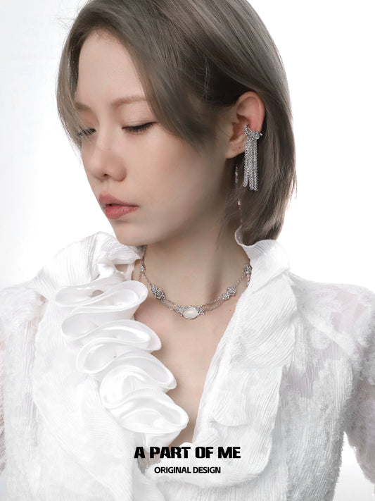 Floral Heart Fringe Ear Cuffs