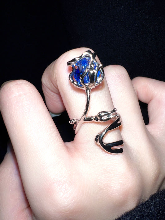 "Miracle Blue Rose" Vine Ring