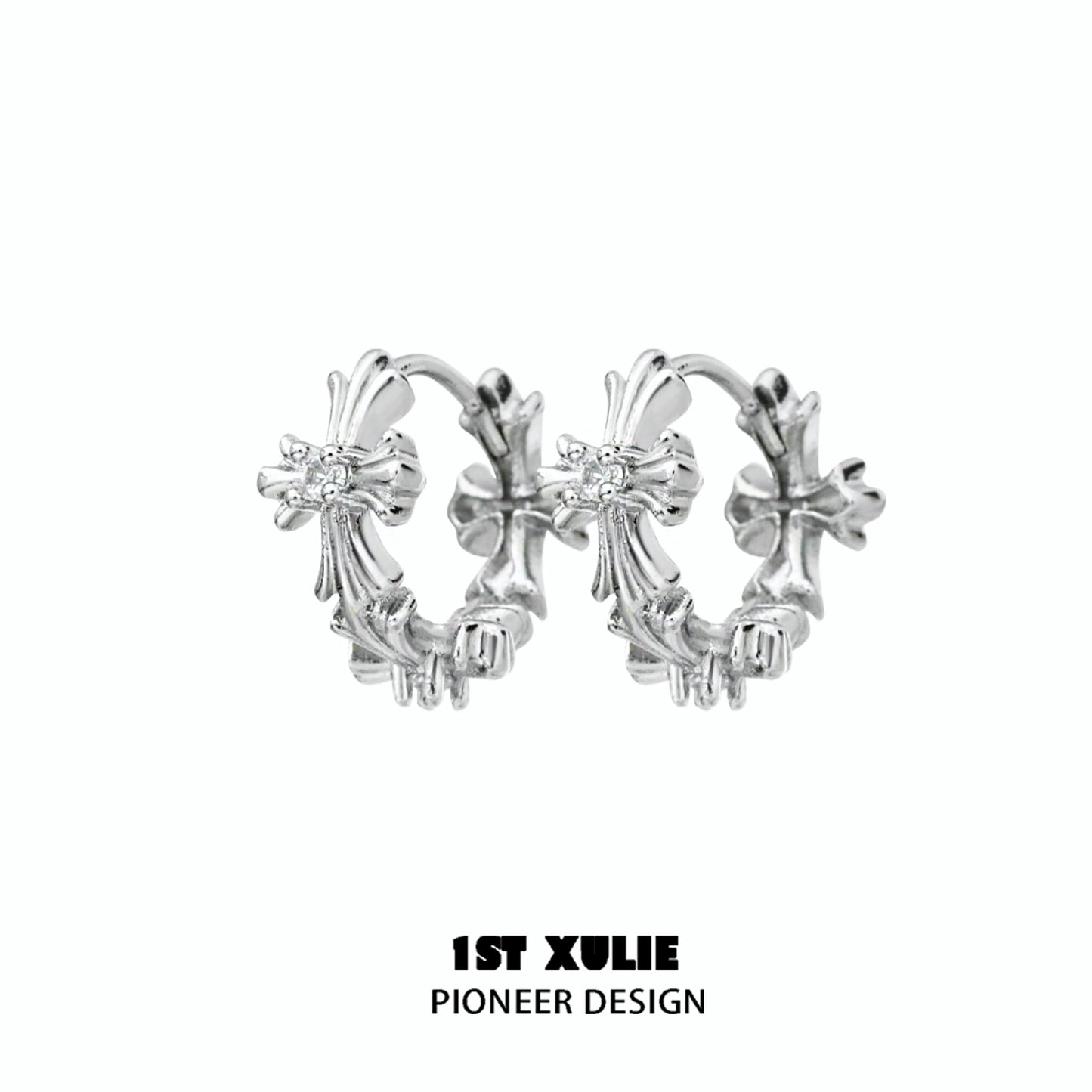 Spiked Thorned Cross Earrings