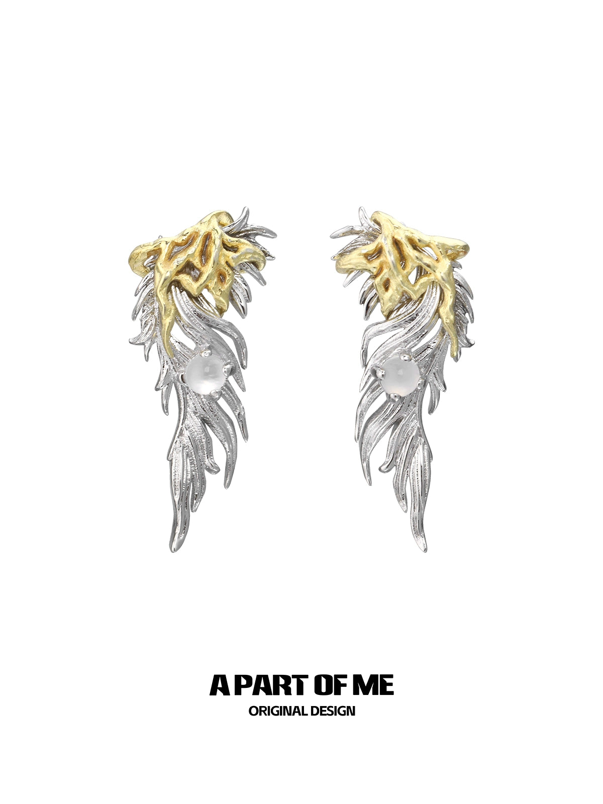 Golden Feather Agate Earrings