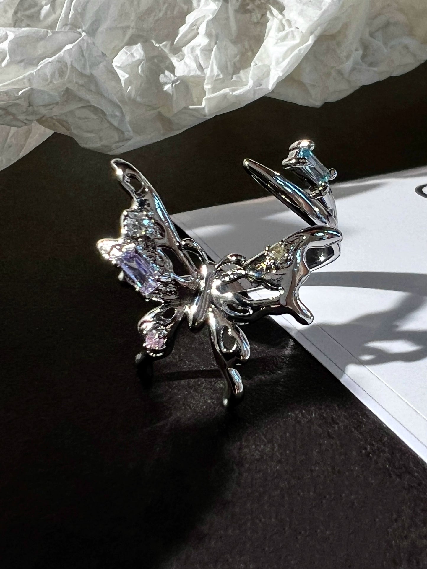 "Vortex Butterfly" Zircon Ring