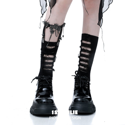 Gothic Black Removable Rose Leg Chain