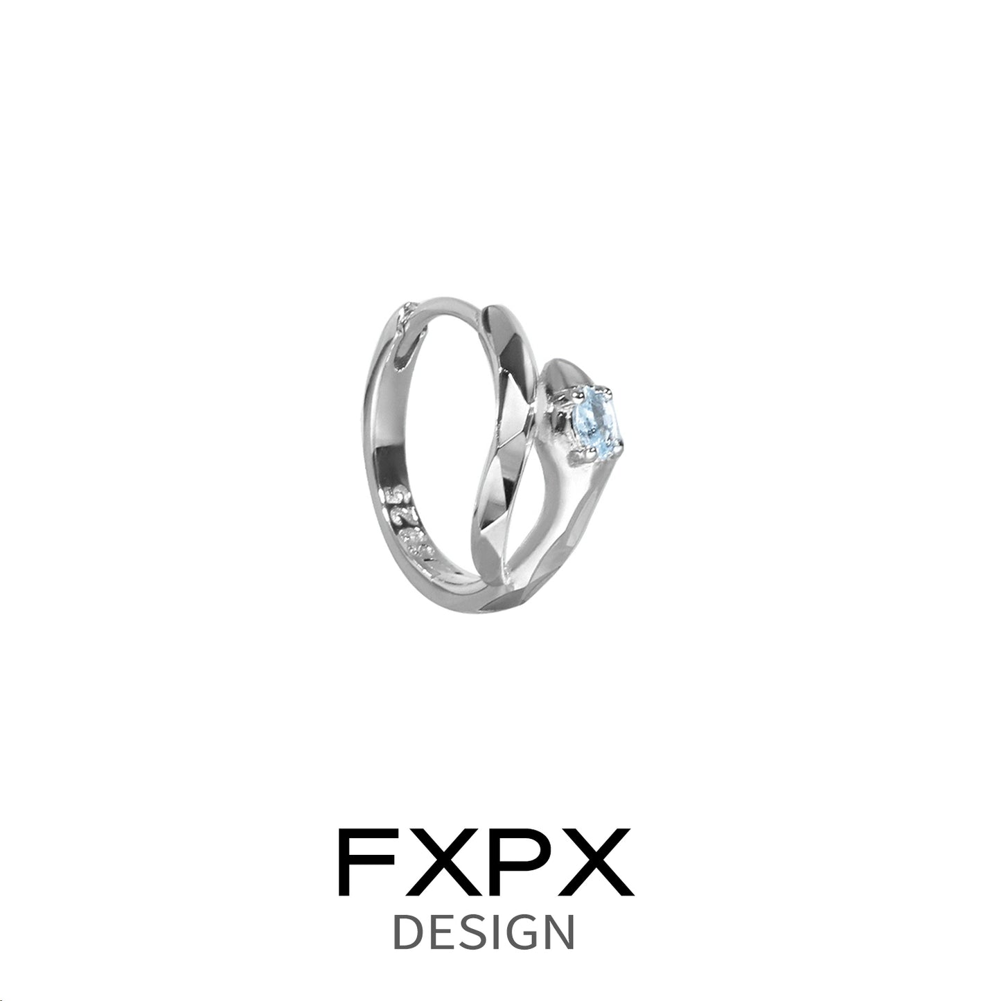 Blue & White Serpentine Zircon Earring