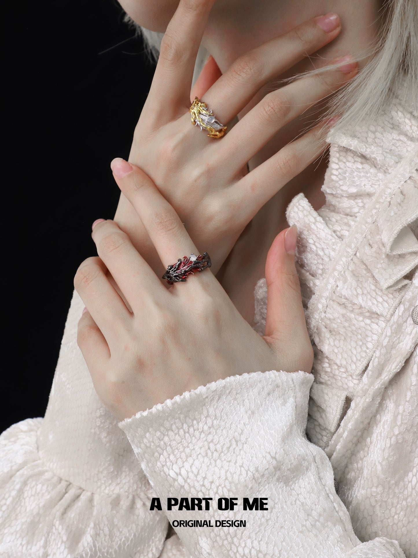 Elegant Feather Agate Ring