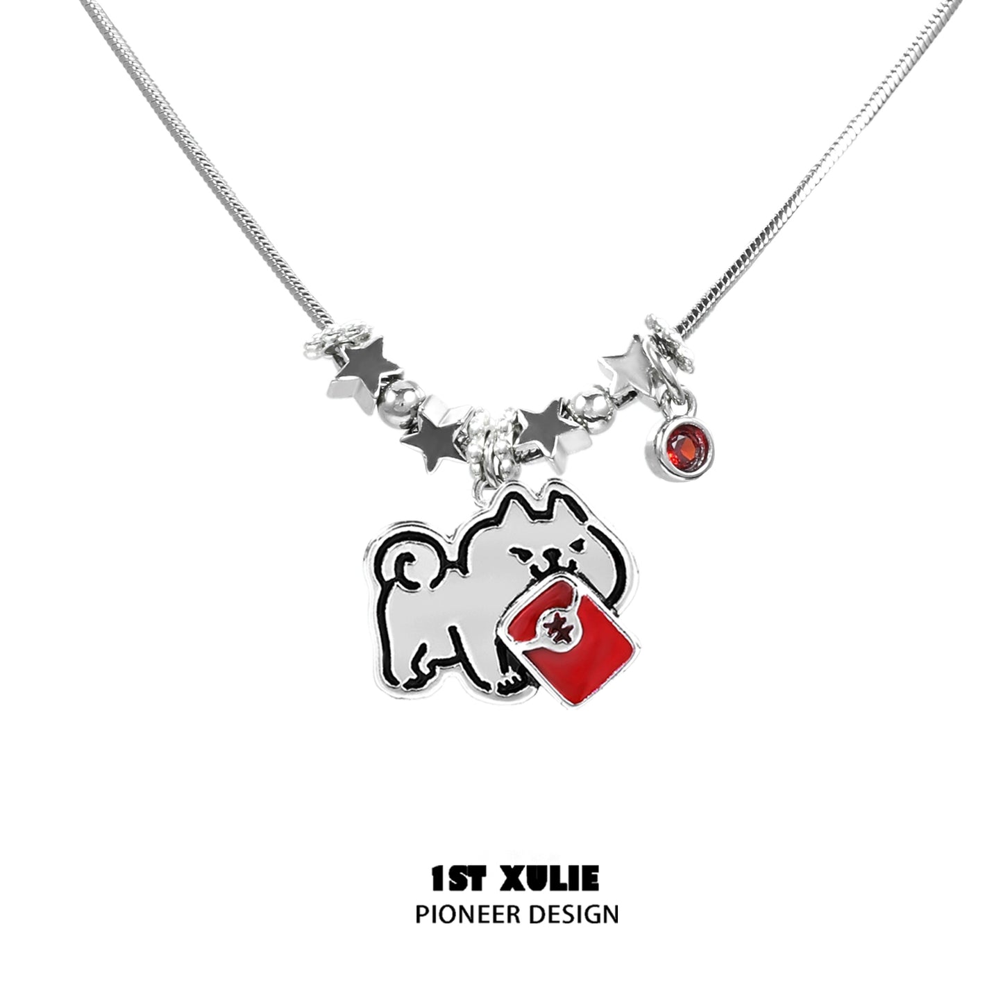 Y2K Happy Pup Pendant Necklace