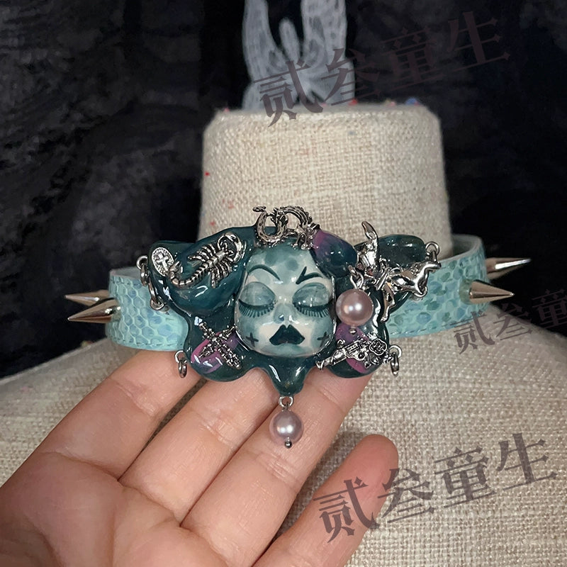 Choker-Ersan Tongsheng Original Niche Handmade Gothpunk Diablo Collar Original Design Collar Gift Design