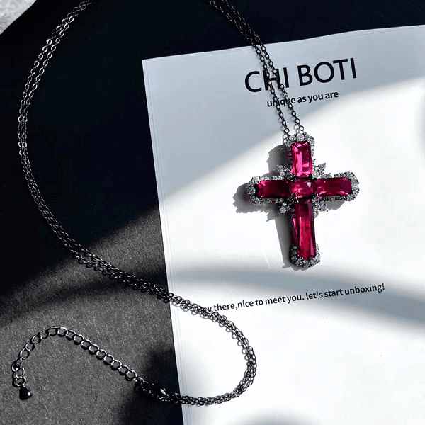 "Blood Cherry" Cross Necklace