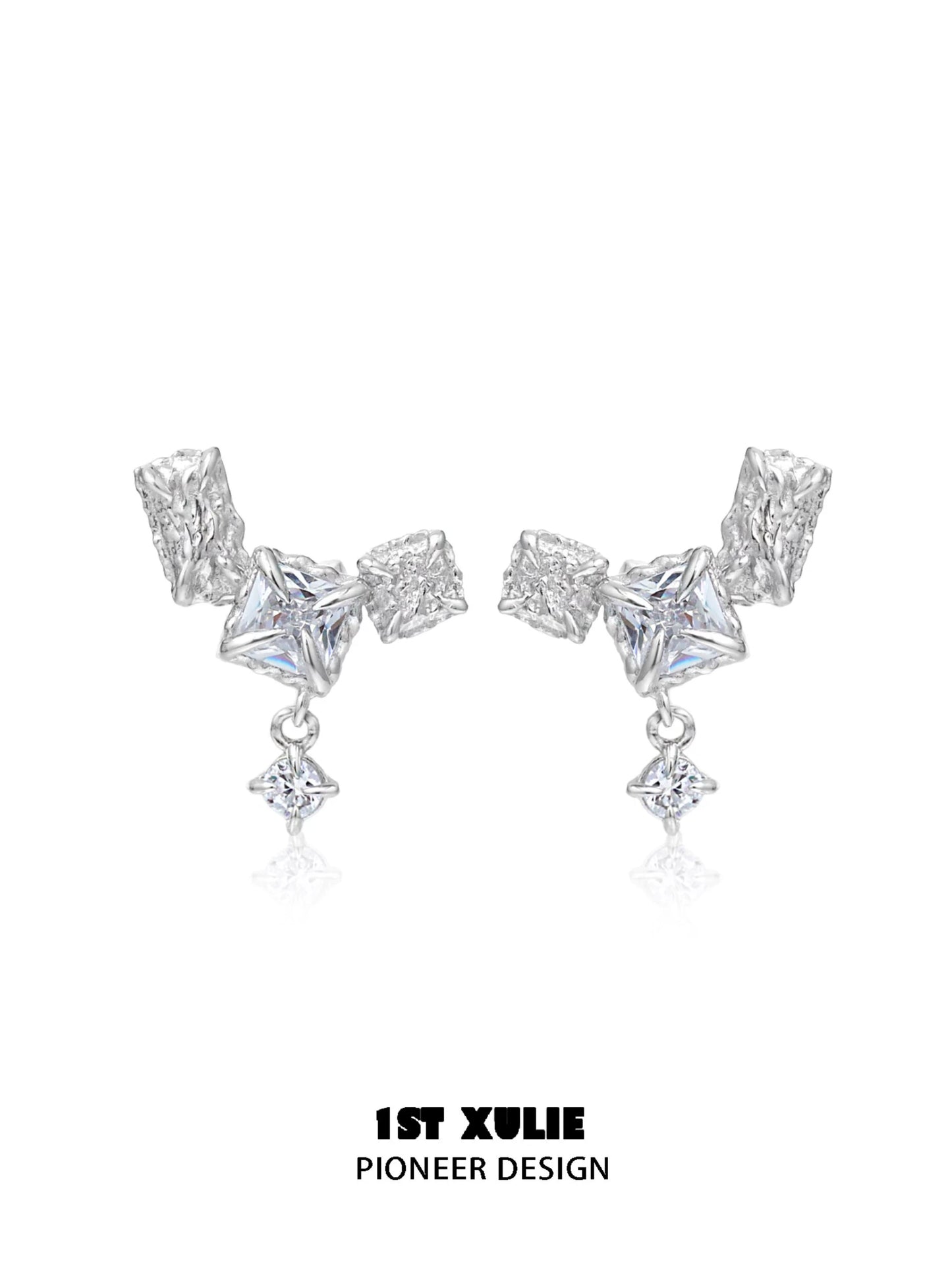 Eternal Glow Geometric Silver Earrings