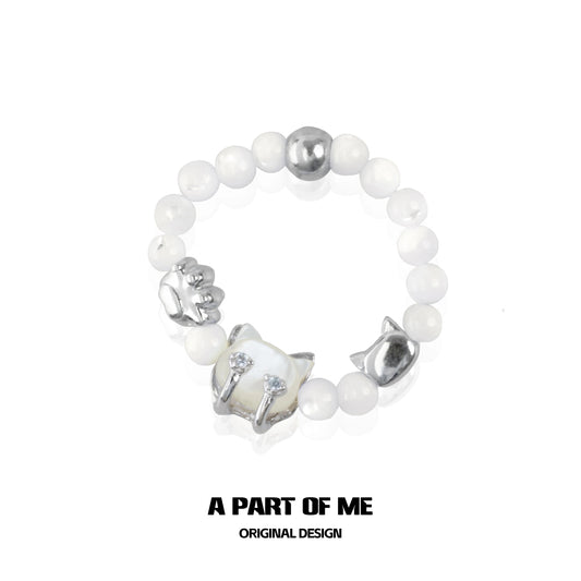 Shell Cat Beaded Ring