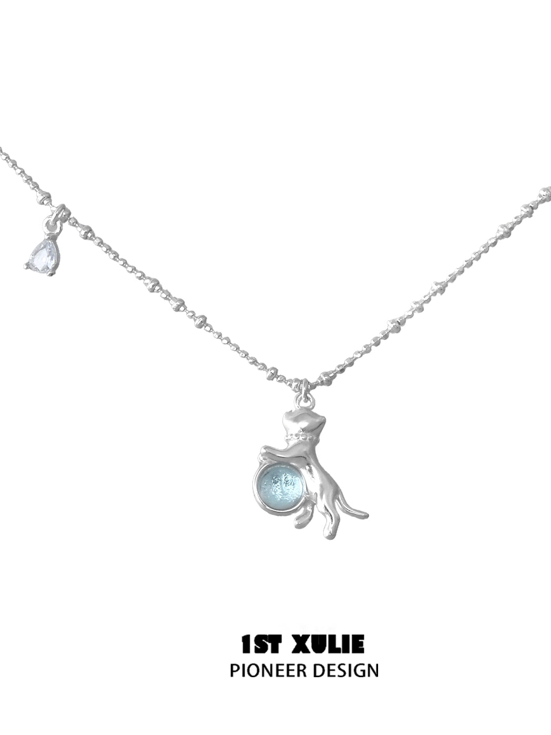 Summer Happy Kitten Silver Necklace