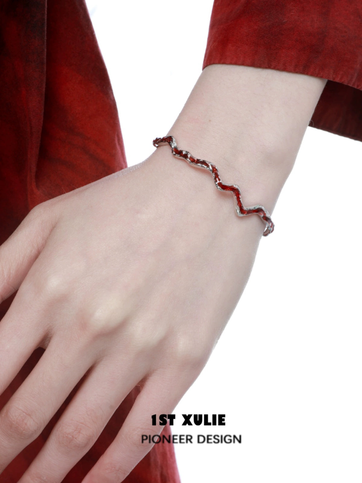 Y2K Edgy Red Silver Bracelet