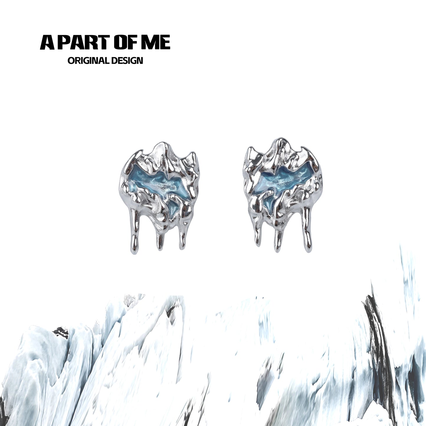Frosted Glacier Blue Stud Earrings