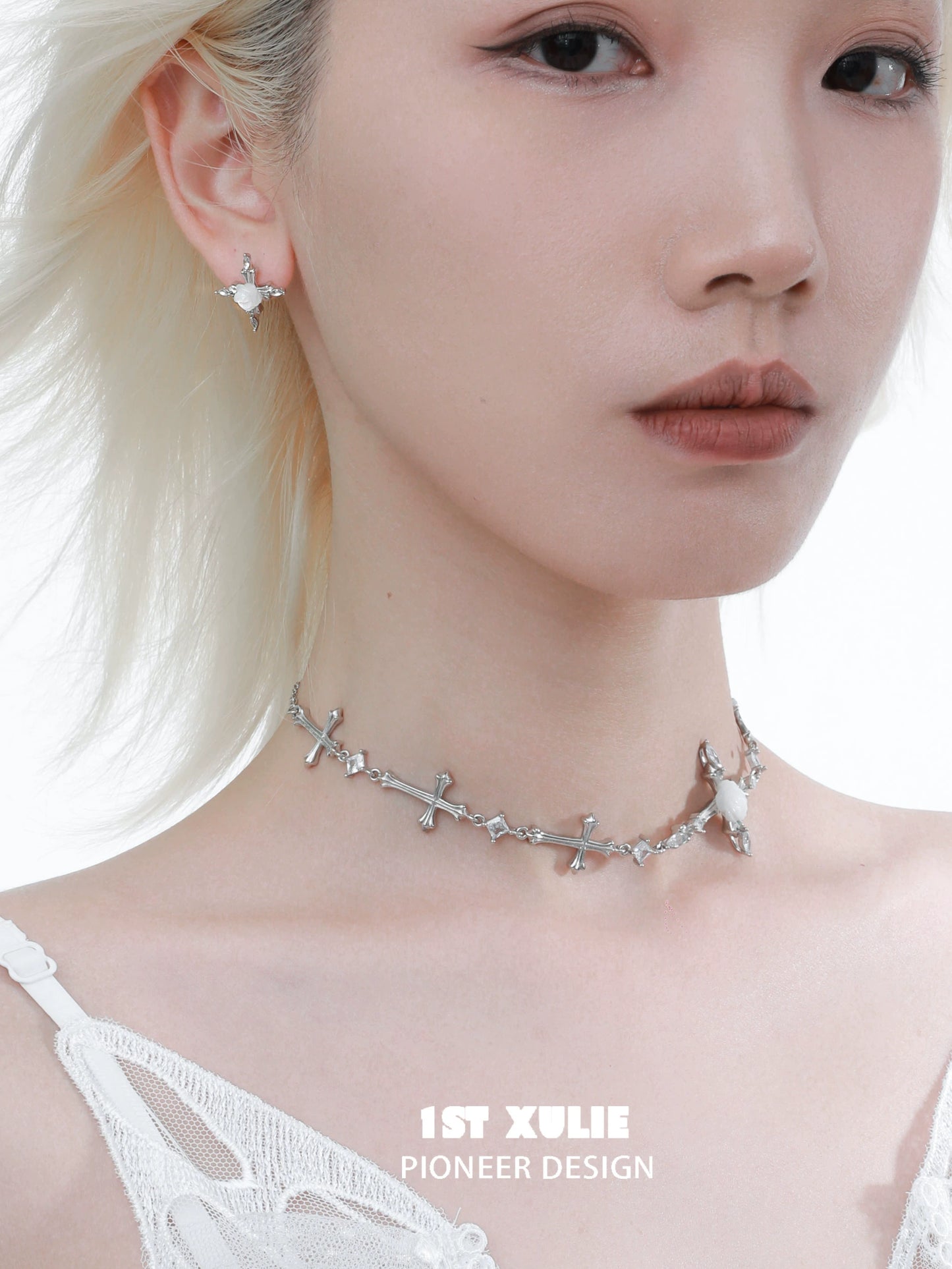 Faithful Rose Cross Silver Necklace