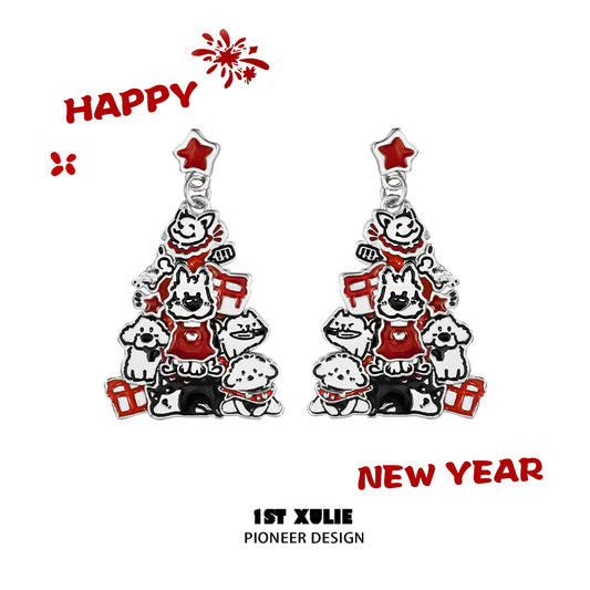 Christmas Happy Pup Earrings