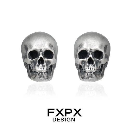 Gothic Daek Skull Silver Earrings