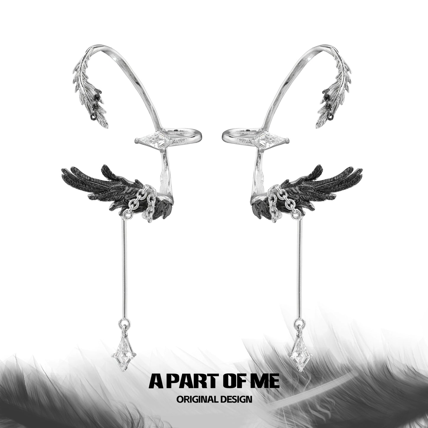 Dark God Feather Ear Cuffs