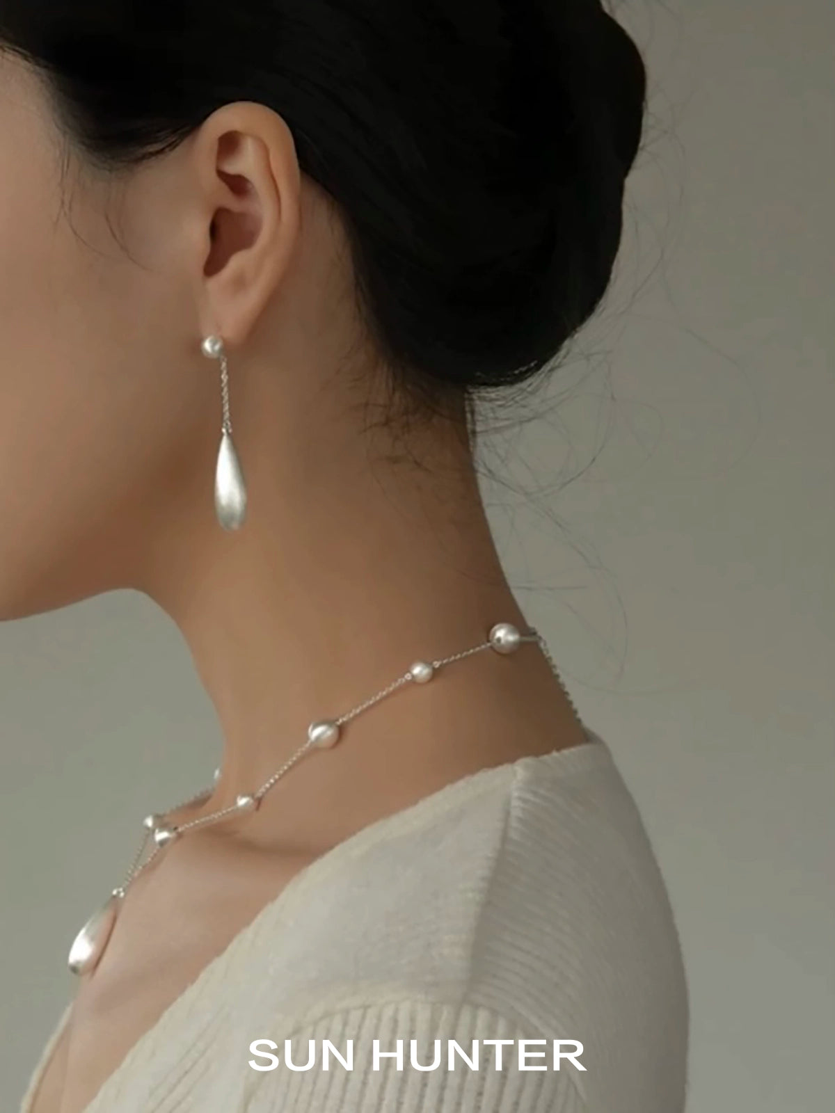 Brushed Teardrop Cocoon Earringsv