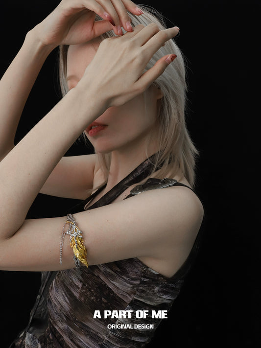 White Agate Feather Arm Ring