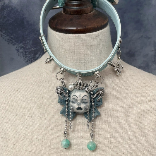 Choker-Ersan Tongsheng Original Necklace Butterfly Doll Handmade Niche Gothic Dark Wind Heavy Metal Punk Collar