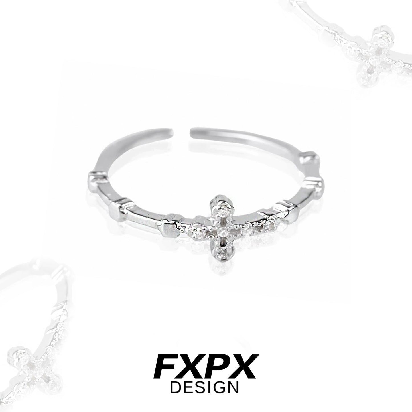 Minimalist Cross Silver Ring