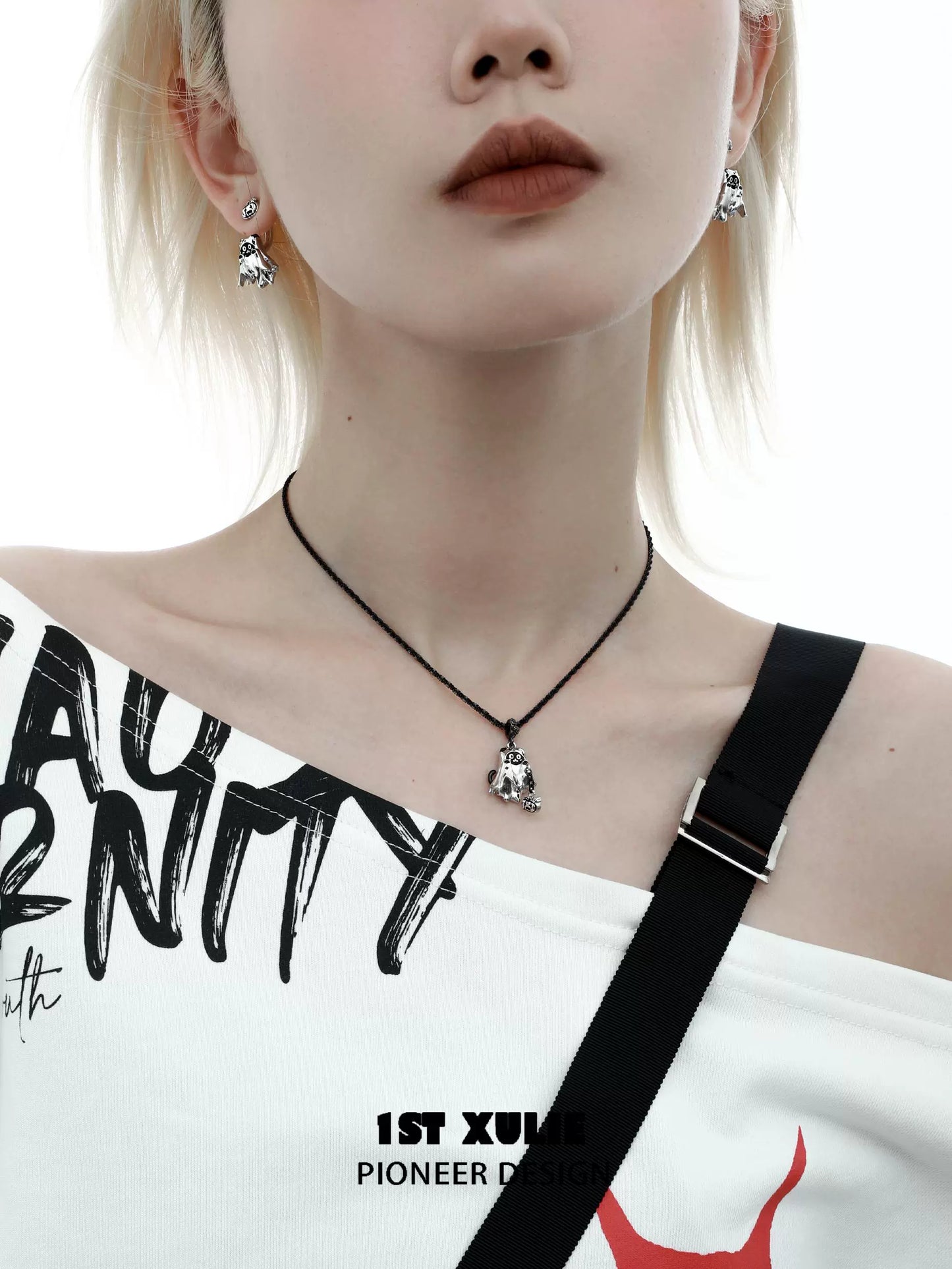 Dark Ghost Black Cat Necklace