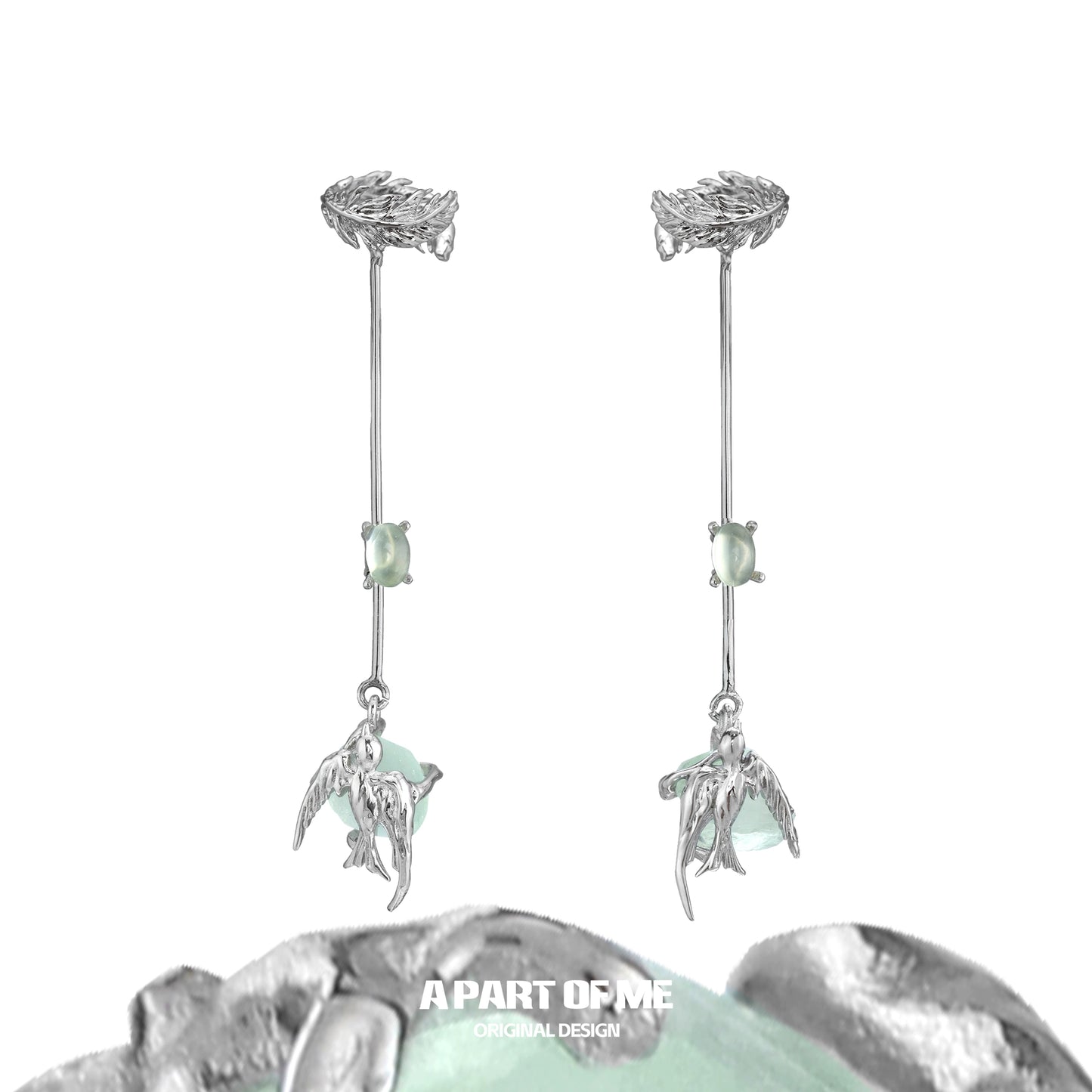 Flying Bird Fluorite Ear Clips