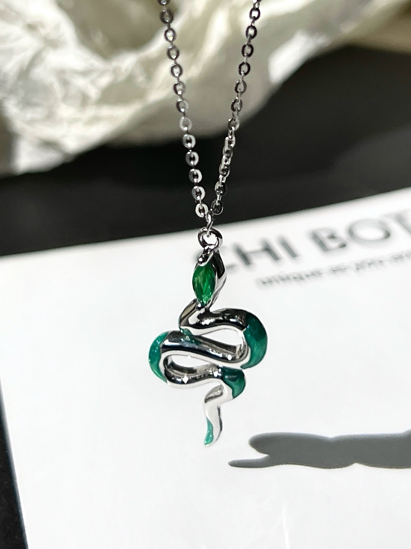 "Green Snake Dreams" Zircon Necklace