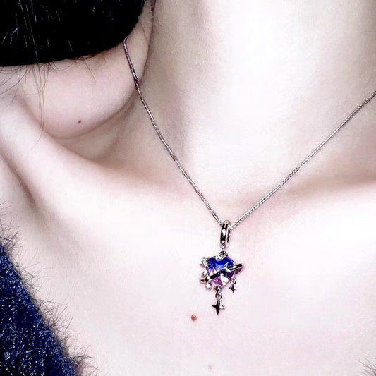 "Night Sea Galaxy" Heart Necklace