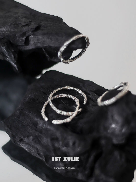 Minimalist Tinfoil Texture Silver Ring