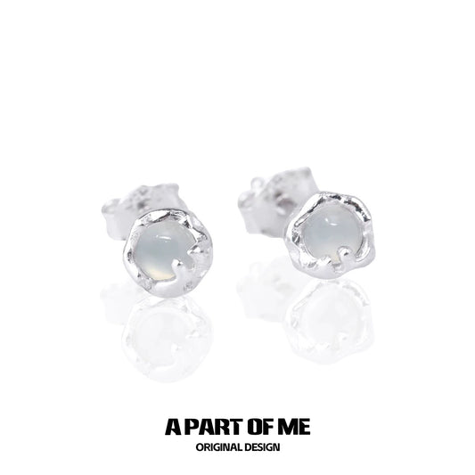 Frosted Whisper Agate Stud Earrings